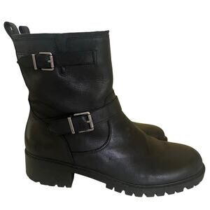 Lucky Brand Women's Black Leather Short Boots Silver Buckles Size 9 Whimsigoth